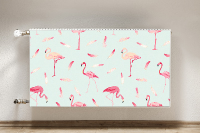 Magnetic radiator mat Flamingos and feathers