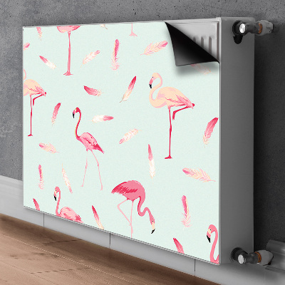 Magnetic radiator mat Flamingos and feathers