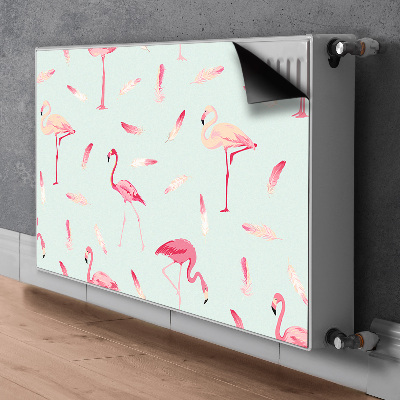 Magnetic radiator mat Flamingos and feathers