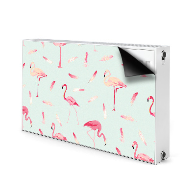 Magnetic radiator mat Flamingos and feathers