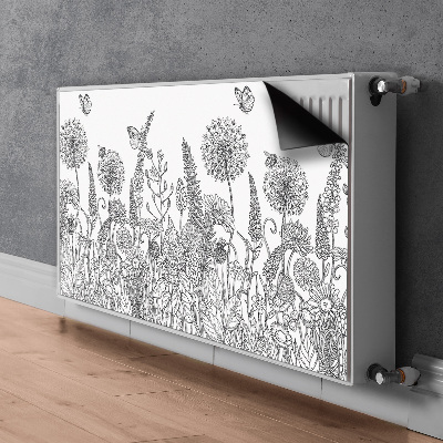 Decorative radiator cover Sketch of flowers