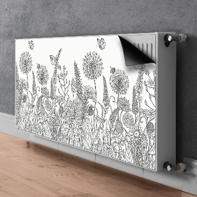 Decorative radiator cover Sketch of flowers