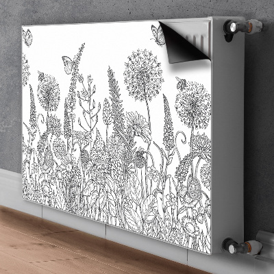 Decorative radiator cover Sketch of flowers