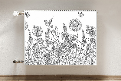 Decorative radiator cover Sketch of flowers