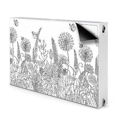 Decorative radiator cover Sketch of flowers