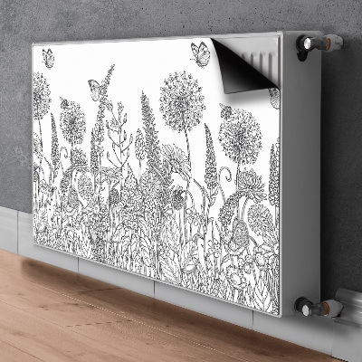 Decorative radiator cover Sketch of flowers