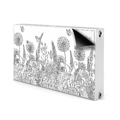 Decorative radiator cover Sketch of flowers