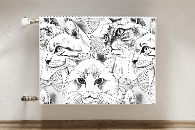 Decorative radiator cover Sketched cats