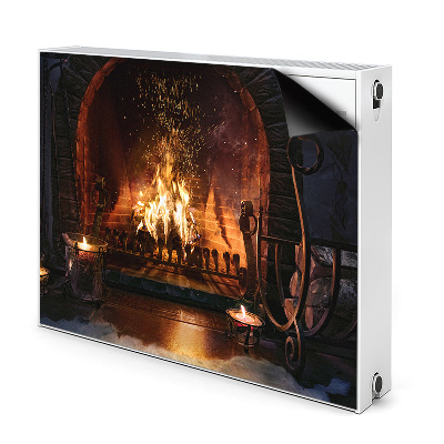 Magnetic radiator mat Winter fireplace