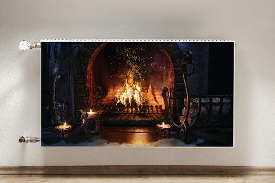 Magnetic radiator mat Winter fireplace