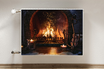 Decorative radiator mat Fireplace fire 