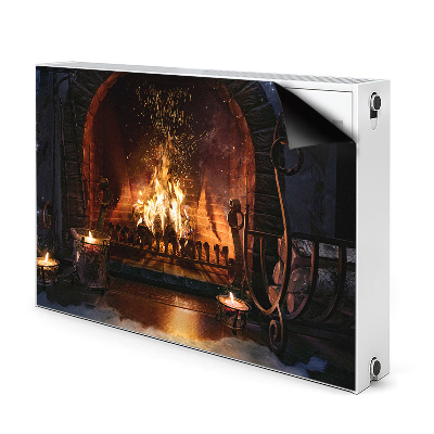 Magnetic radiator mat Winter fireplace