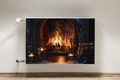 Magnetic radiator mat Winter fireplace