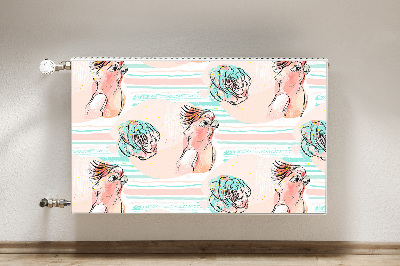Magnetic radiator mat Pink parrots