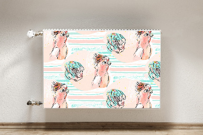 Magnetic radiator mat Pink parrots