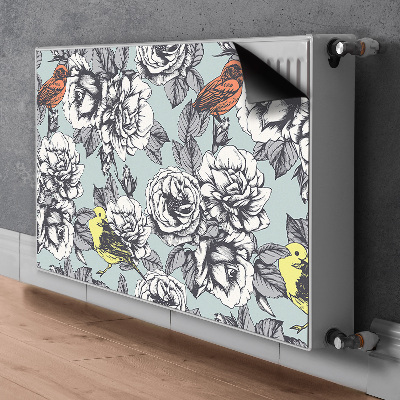 Magnetic radiator mat Roses and birds