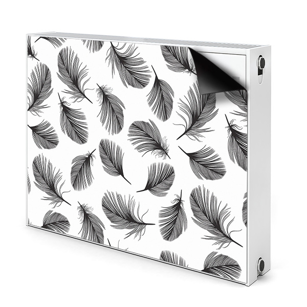 Decorative radiator cover Drawn feathers