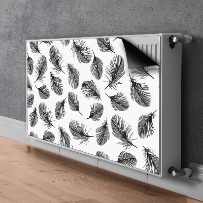 Decorative radiator cover Drawn feathers