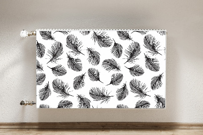 Decorative radiator cover Drawn feathers