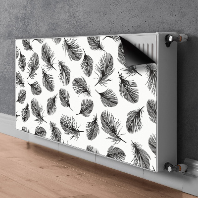 Decorative radiator cover Drawn feathers