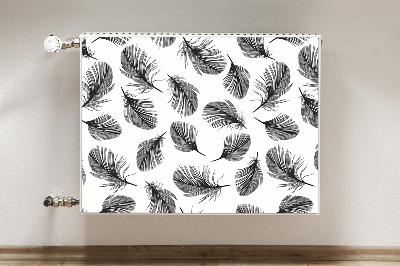 Decorative radiator cover Drawn feathers