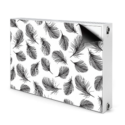 Decorative radiator cover Drawn feathers