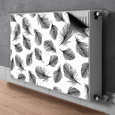 Decorative radiator cover Drawn feathers