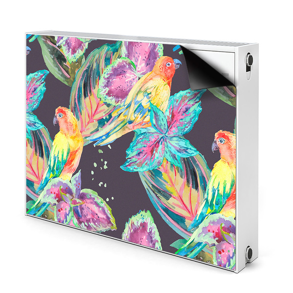 Radiator cover Colorful parrots