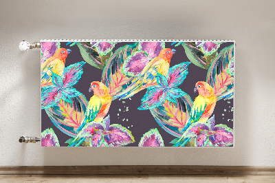 Radiator cover Colorful parrots