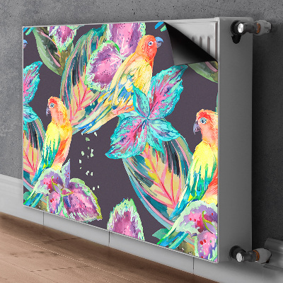 Radiator cover Colorful parrots