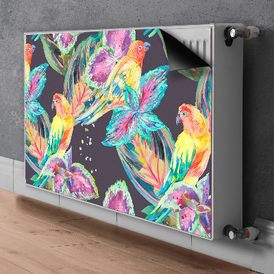 Radiator cover Colorful parrots