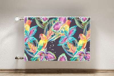 Radiator cover Colorful parrots