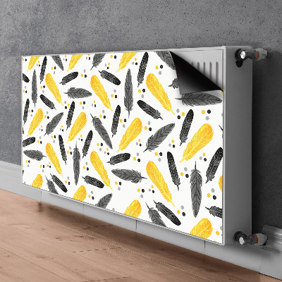 Radiator cover Black golden feathers