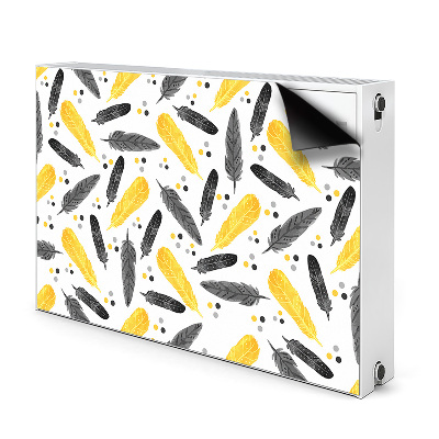 Radiator cover Black golden feathers