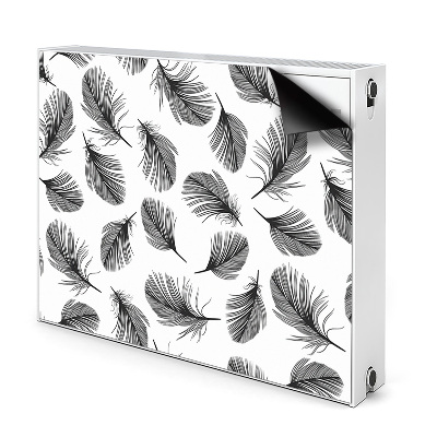 Decorative radiator mat Black and white feathers