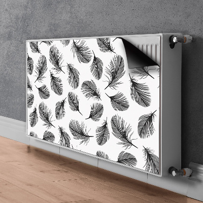 Decorative radiator mat Black and white feathers