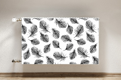 Decorative radiator mat Black and white feathers