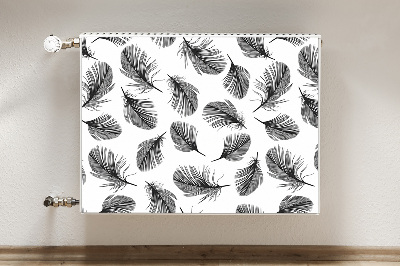 Decorative radiator mat Black and white feathers