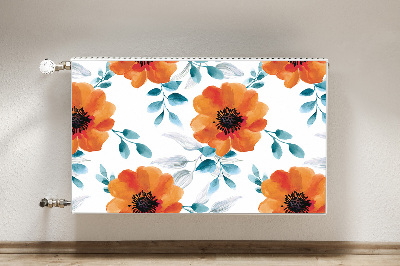 Decorative radiator mat Orange flower