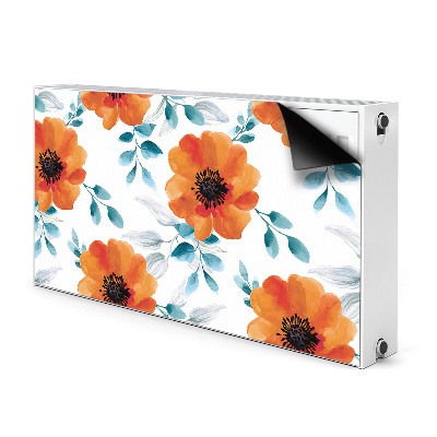 Decorative radiator mat Orange flower