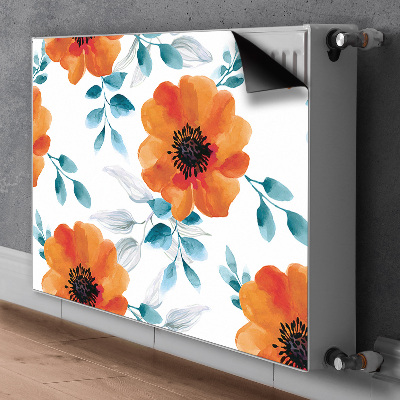 Decorative radiator mat Orange flower