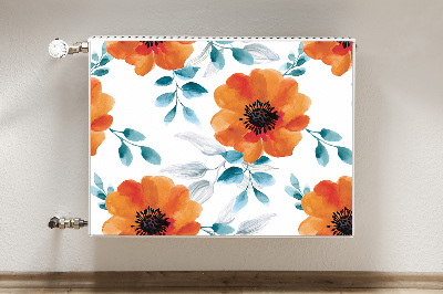 Decorative radiator mat Orange flower