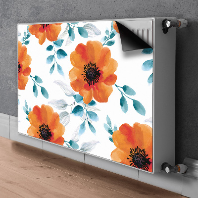Decorative radiator mat Orange flower