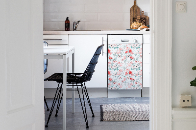 Magnetic dishwasher cover Painted poppies