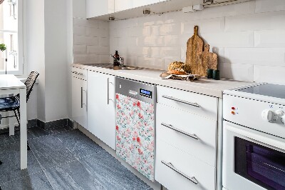 Magnetic dishwasher cover Painted poppies