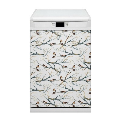 Magnetic dishwasher cover Sparrows on branches