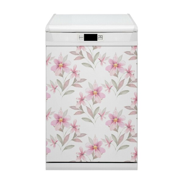 Magnetic dishwasher cover Pink flowers