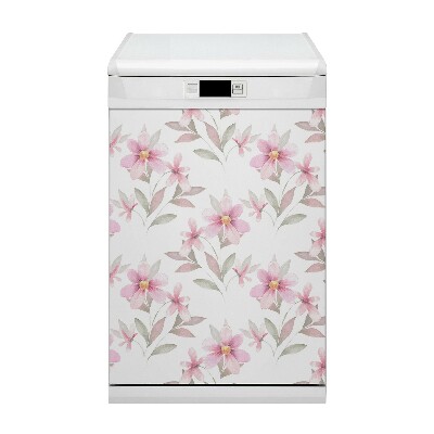 Magnetic dishwasher cover Pink flowers