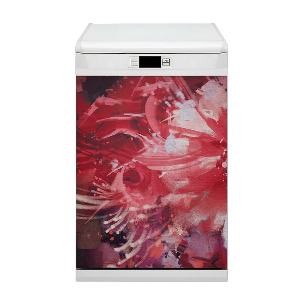 Magnetic dishwasher cover Red flower
