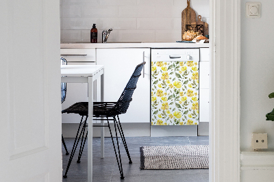 Magnetic dishwasher cover Yellow flowers